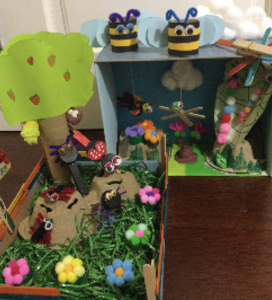 Diorama of a small minibeast garden