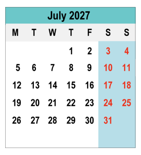2027 Calendar