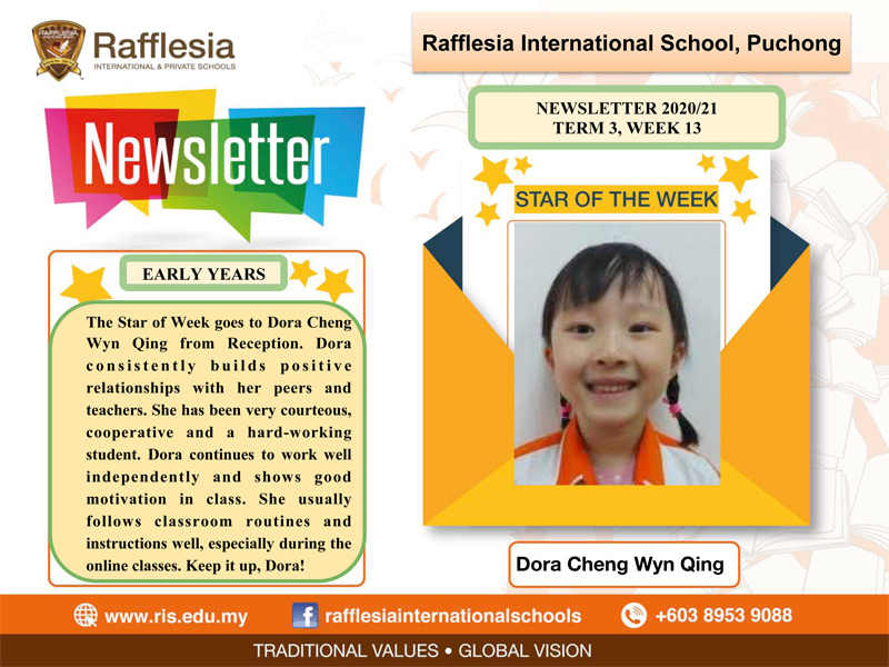 RIS Puchong Campus Weekly Principal's Newsletter for 2020/2021 Term 3 Week 13